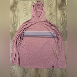 Patagonia Men's Striped Pink Hoodie Capilene Cool Daily Pullover Size 2XL
